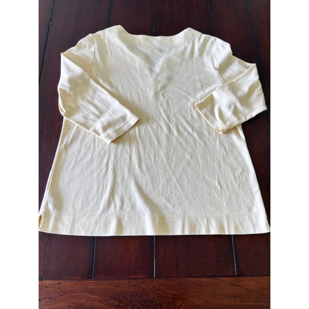 L.L. Bean Women's Size Large Yellow V-Neck Pullover Top 100% Cotton - Picture 4 of 4